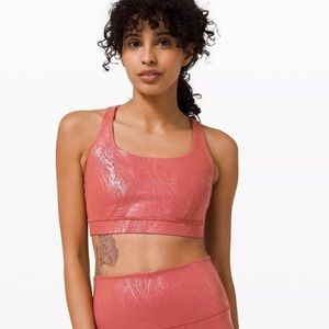 Lululemon Energy Bra Shine Cranberry Pink Foil